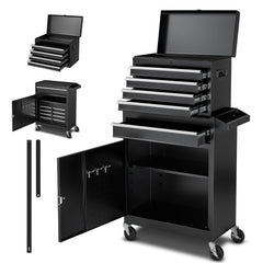 Rolling Tool Chest, 2-in-1 Detachable Design with Lock Bar and EVA Protection