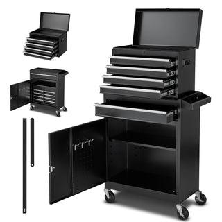 Rolling Tool Chest, 2-in-1 Detachable Design with Lock Bar and EVA Protection