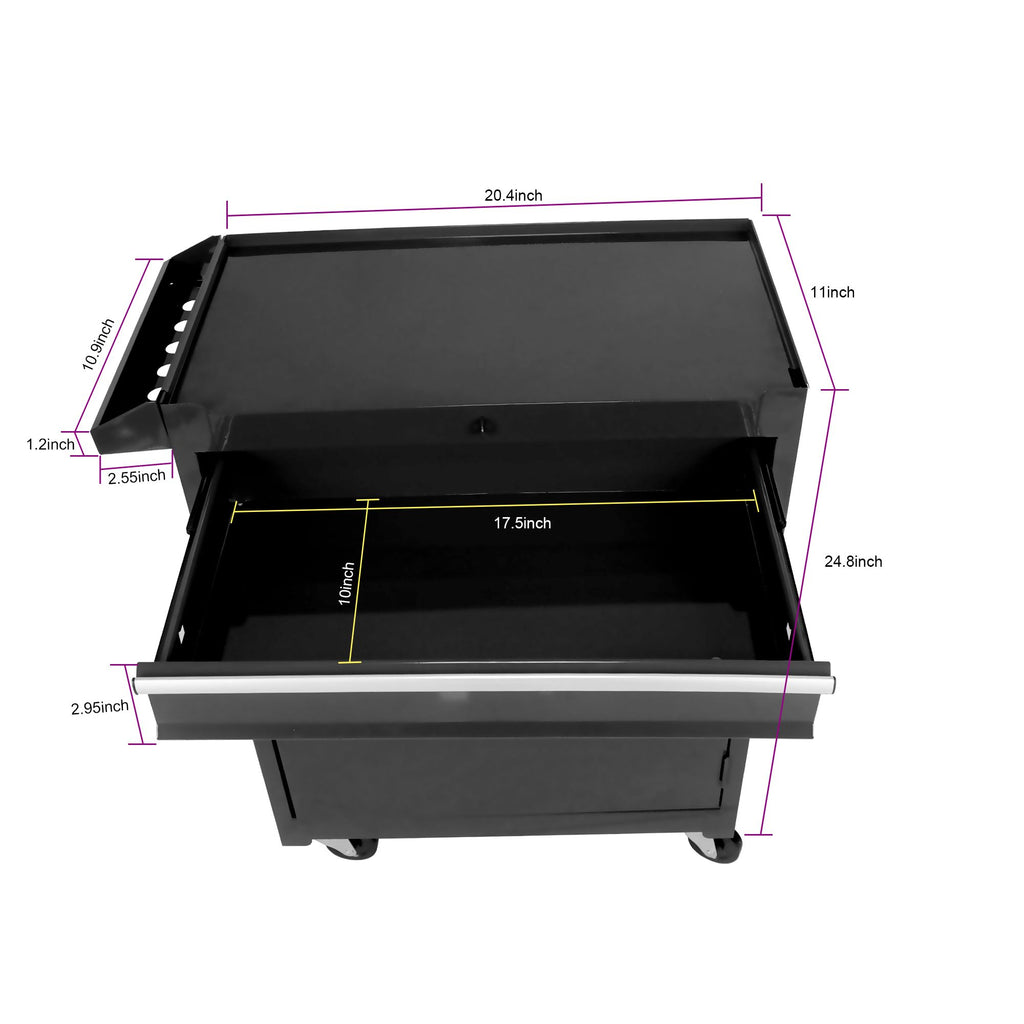 Rolling Tool Chest with 5 Drawers, Lockable Wheels & Adjustable Shelf