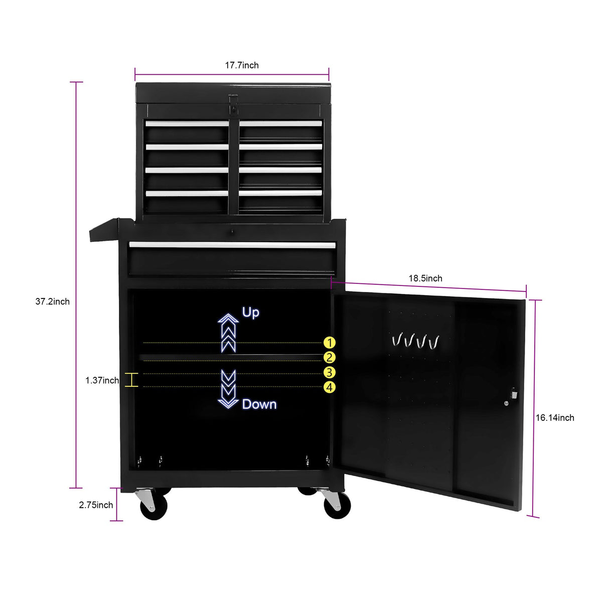 Five-Drawer Rolling Tool Cabinet for Garage and Workshop