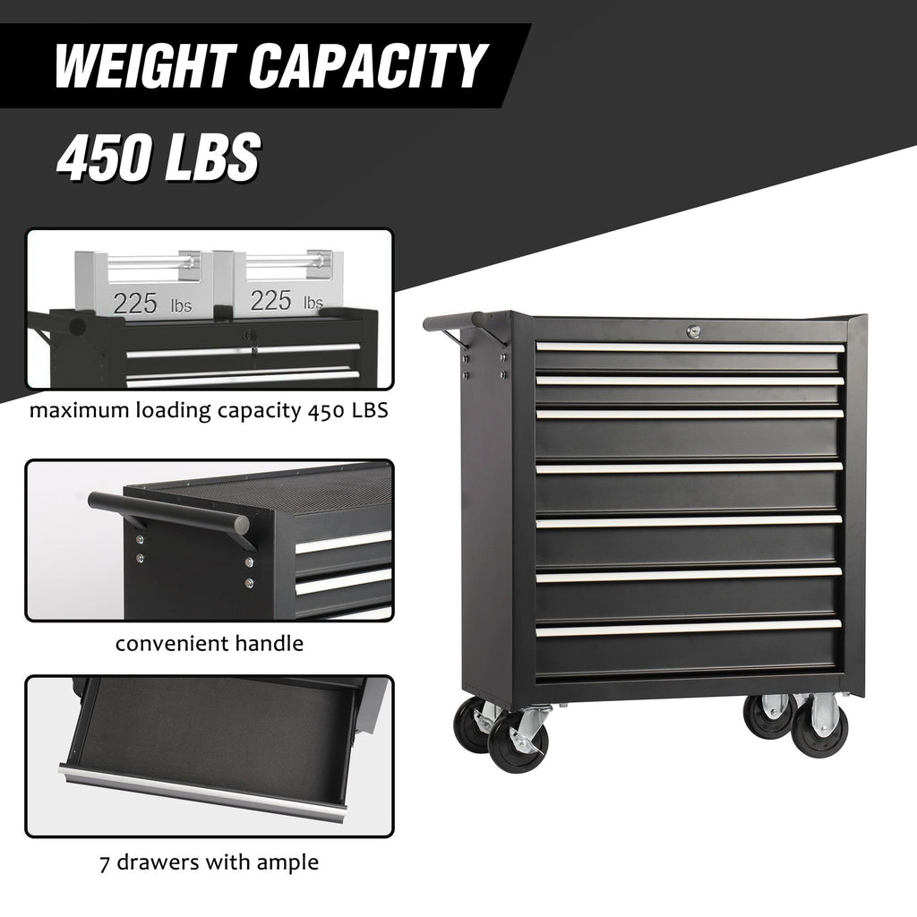 Rolling Tool Chest with 7-Drawer Tool Box with Wheels Multifunctional Tool Cart Mechanic Tool Storag