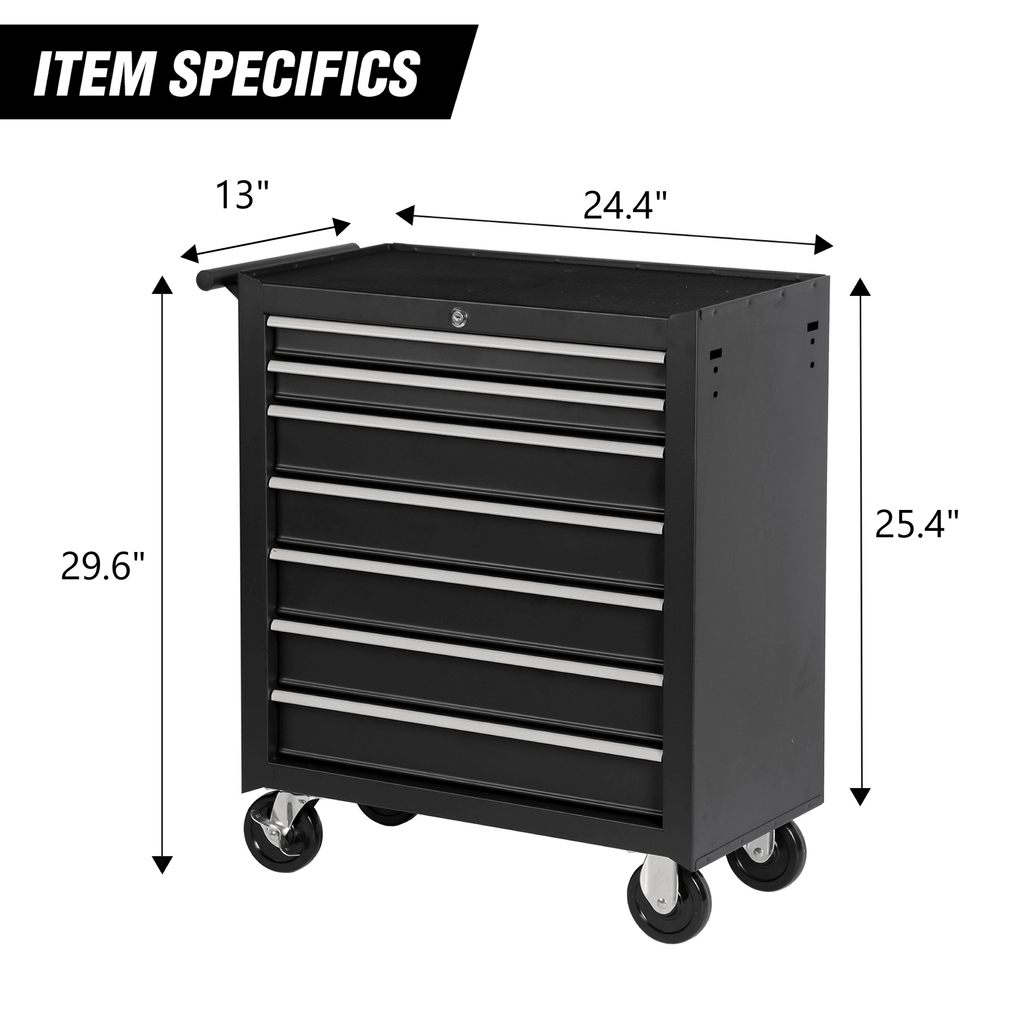 Rolling Tool Chest with 7-Drawer Tool Box with Wheels Multifunctional Tool Cart Mechanic Tool Storag