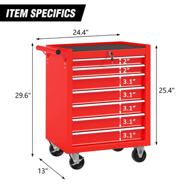 Rolling Tool Chest with 7-Drawer Tool Box with Wheels Multifunctional Tool Cart Mechanic