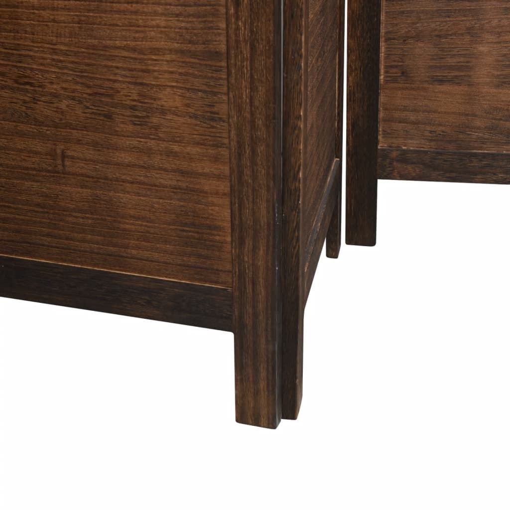 Dark Brown Solid Paulownia Room Divider – 4 Panels