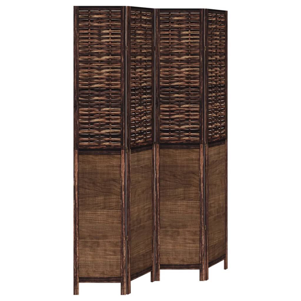 Dark Brown Solid Paulownia Room Divider – 4 Panels