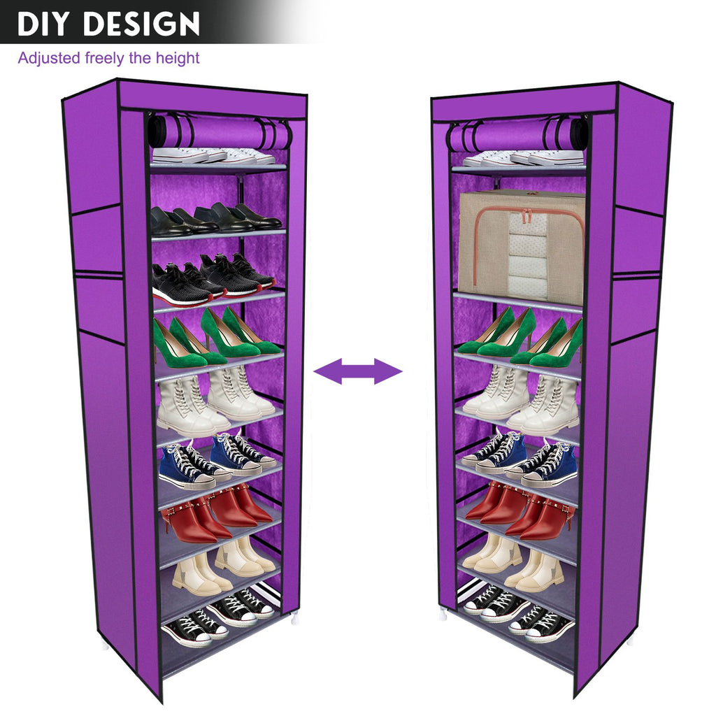 10-Layer 9-Lattice Non-woven Fabric Shoe Rack – Compact & Stylish Storage