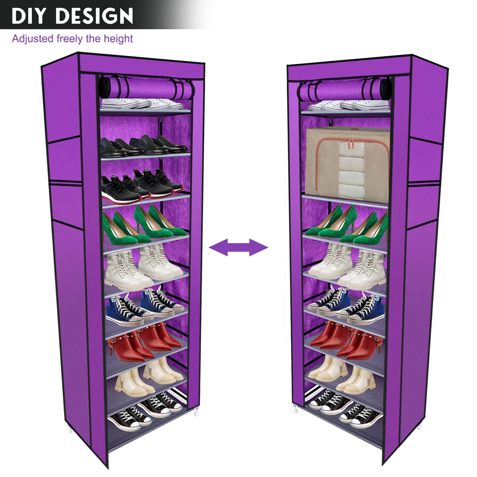 10-Layer 9-Lattice Non-woven Fabric Shoe Rack – Compact & Stylish Storage