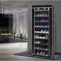 10-Layer 9-Lattice Non-woven Fabric Shoe Rack – Compact & Stylish Storage
