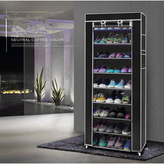 10-Layer 9-Lattice Non-woven Fabric Shoe Rack – Compact & Stylish Storage