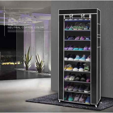 10-Layer 9-Lattice Non-woven Fabric Shoe Rack – Compact & Stylish Storage