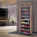 10-Layer 9-Lattice Non-woven Fabric Shoe Rack – Compact & Stylish Storage - Coffee