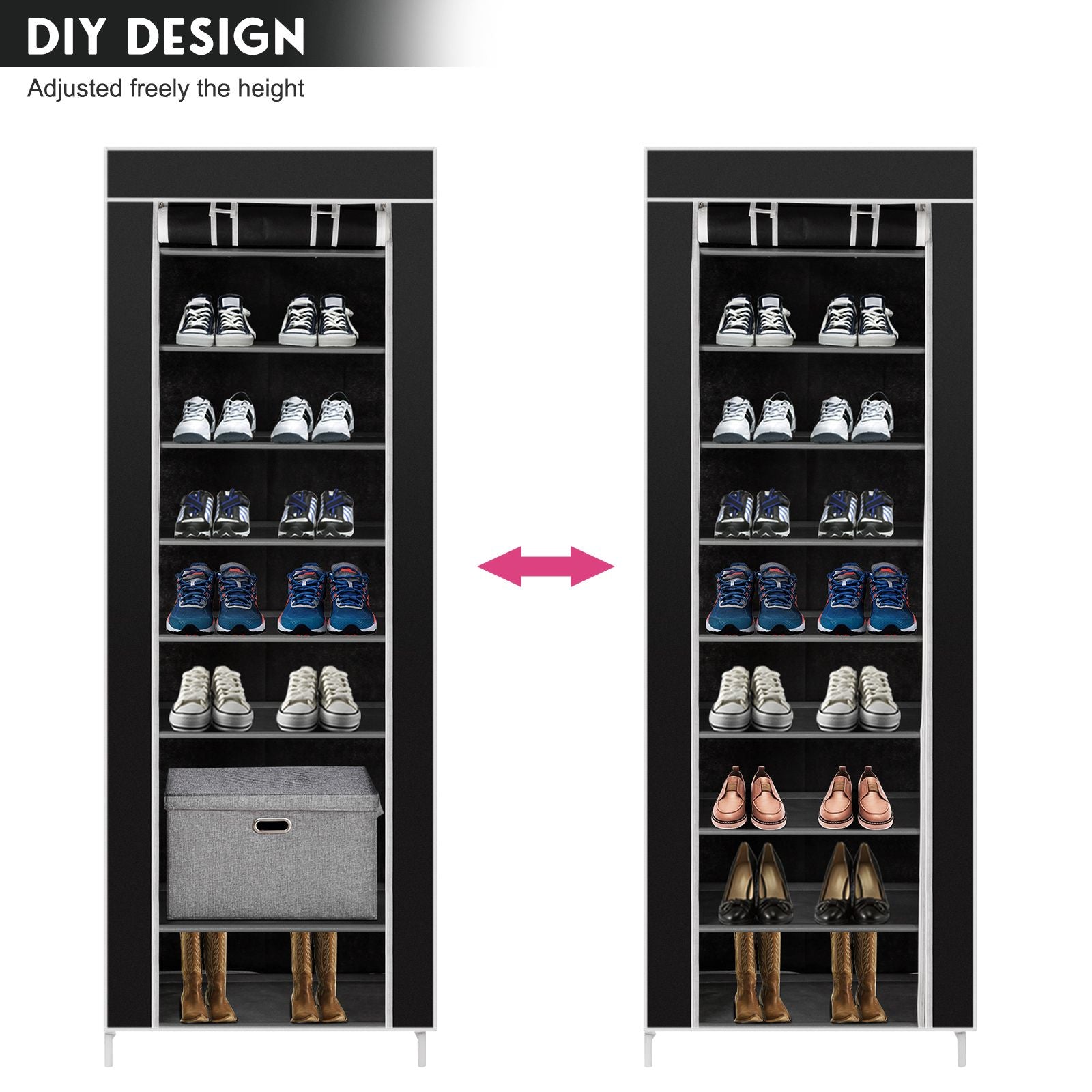 10-Layer 9-Lattice Non-woven Fabric Shoe Rack – Compact & Stylish Storage