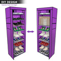 10-Layer 9-Lattice Non-woven Fabric Shoe Rack – Compact & Stylish Storage - Purple