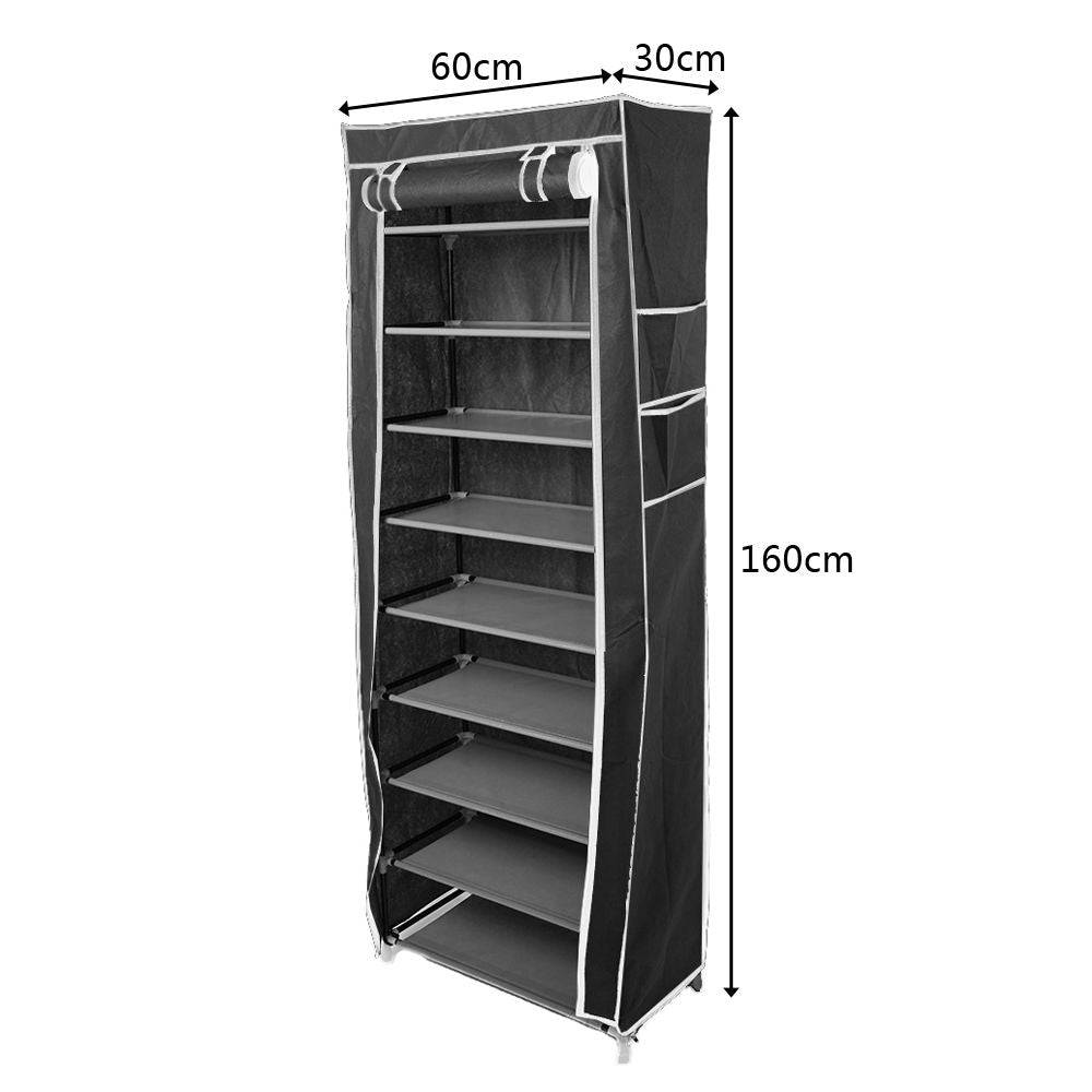 10-Layer 9-Lattice Non-woven Fabric Shoe Rack – Compact & Stylish Storage