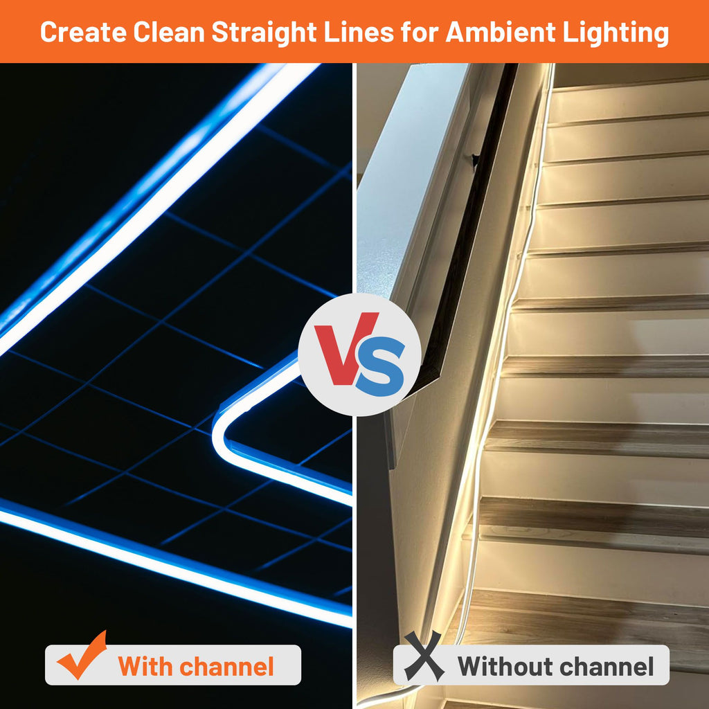 5-Pack Clear Plastic U-Channel Tracks for LED Strip Lights – Under Cabinet Lighting Organizer