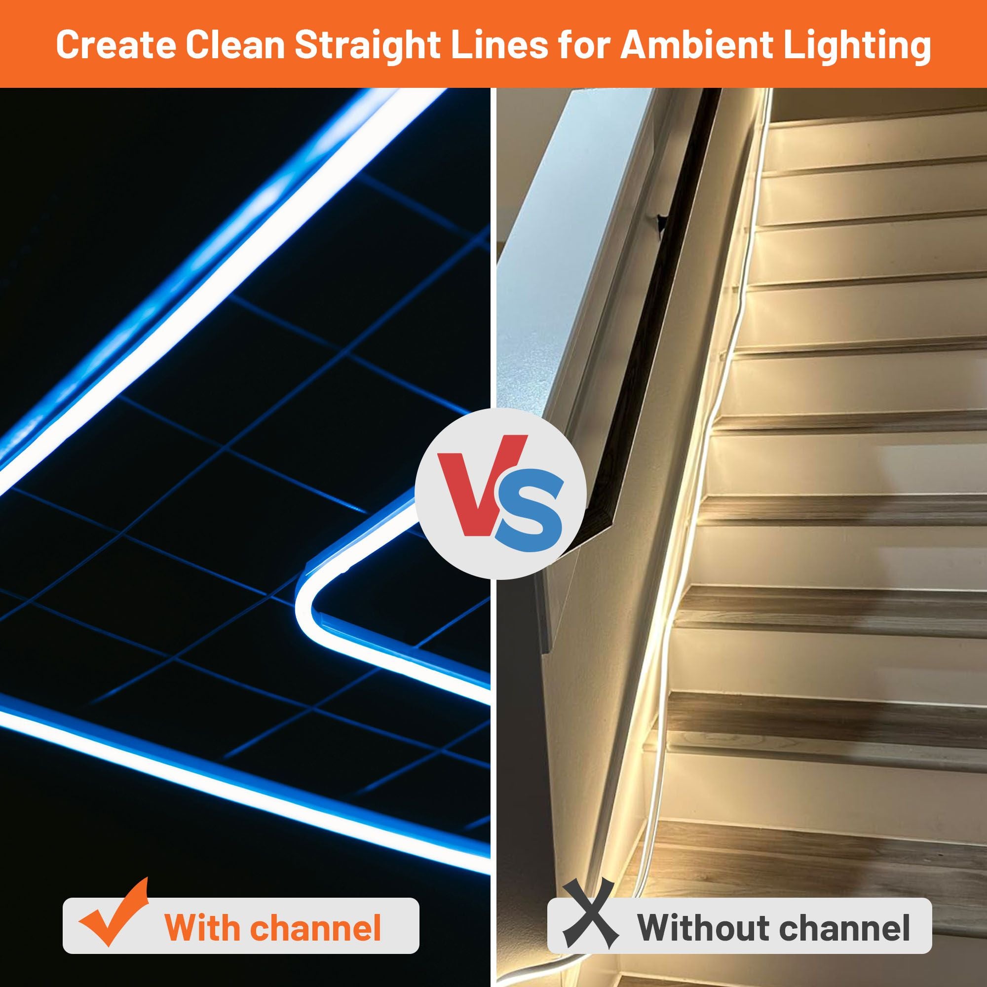 5-Pack Clear Plastic U-Channel Tracks for LED Strip Lights – Under Cabinet Lighting Organizer