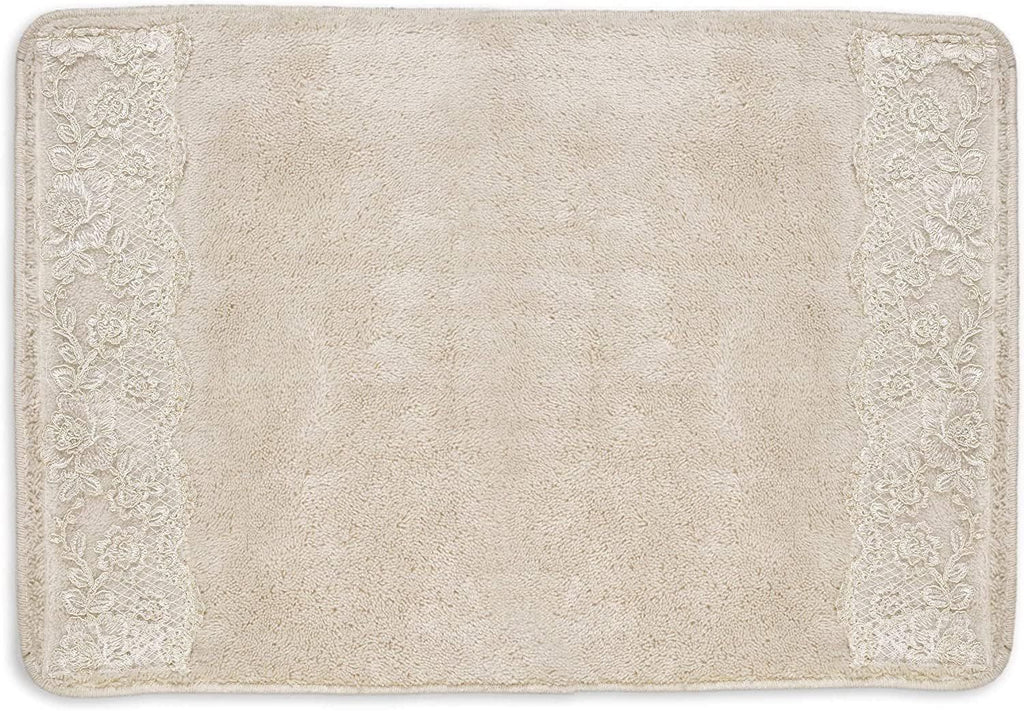Beige Rose Vine Washable Bathroom Rug