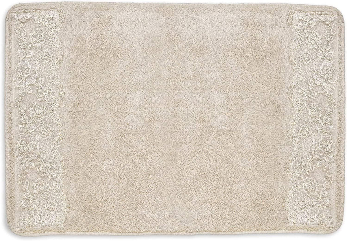 Beige Rose Vine Washable Bathroom Rug