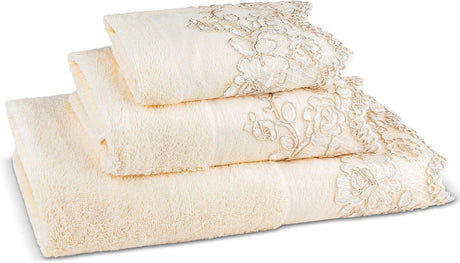Rose Vine Three-Piece Beige Bathroom Towel Set