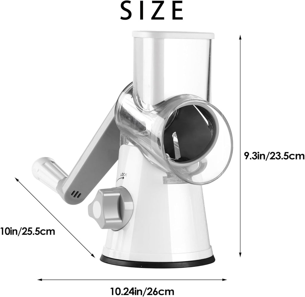 Rotary Hand-Crank Cheese Grater with Drum Blades for Kitchen Prep