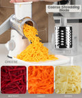 Rotary Hand-Crank Cheese Grater with Drum Blades for Kitchen Prep