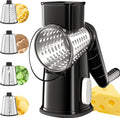 Rotary Cheese Grater with 4 Interchangeable Stainless Steel Blades and Suction Base