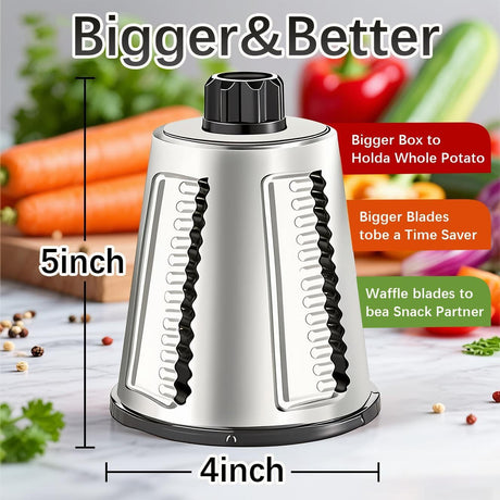 Hand Crank Rotary Cheese Grater with 4 Interchangeable Blades & Suction Base