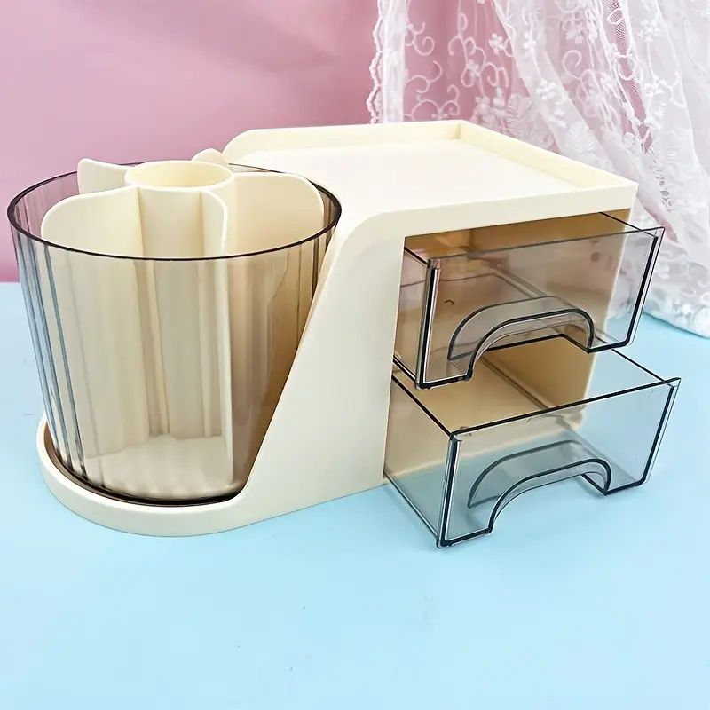 Rotating Cosmetic Display Stand – 360° Spinning Design with Multi-Layer Storage for Makeup, Jewelry & Stationery
