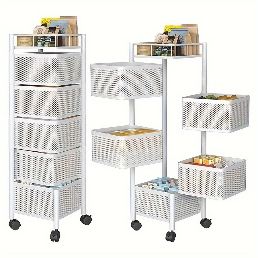 5-Tier Rotating Kitchen Storage Shelf on Wheels