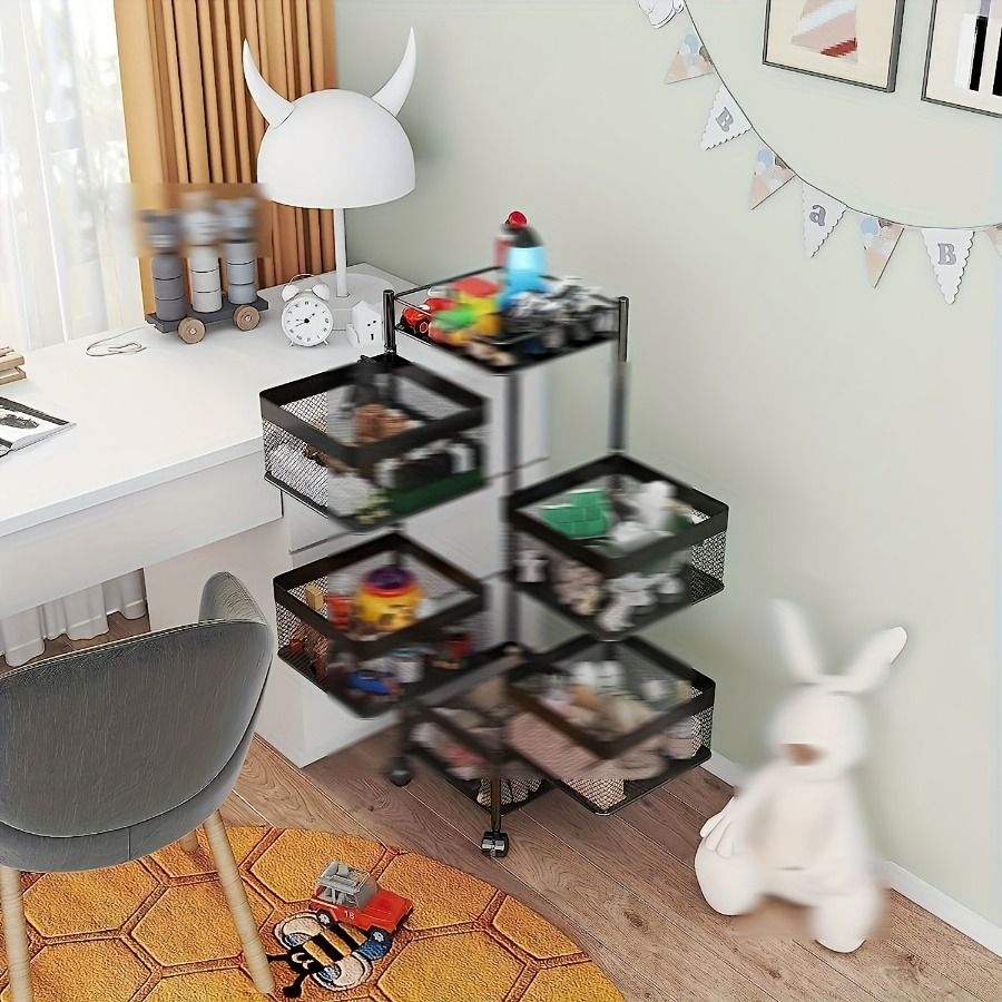 5-Tier Rotating Kitchen Storage Shelf on Wheels