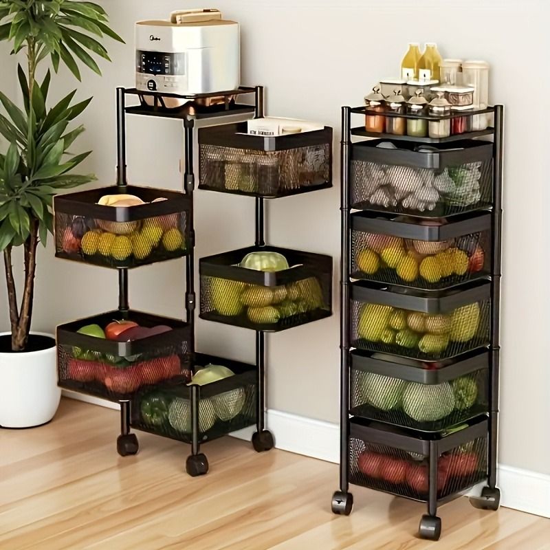 5-Tier Rotating Kitchen Storage Shelf on Wheels