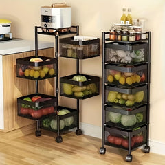 5-Tier Rotating Kitchen Storage Shelf on Wheels