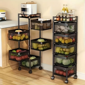 5-Tier Rotating Kitchen Storage Shelf on Wheels