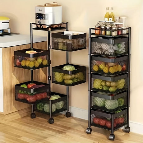 5-Tier Rotating Kitchen Storage Shelf on Wheels