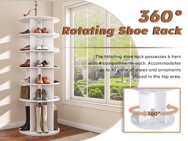 Six-Tier Rotating Shoe Tower for Compact Storage