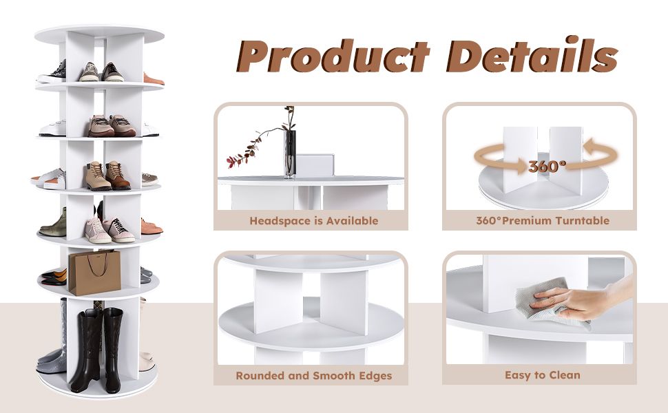 Six-Tier Rotating Shoe Tower for Compact Storage