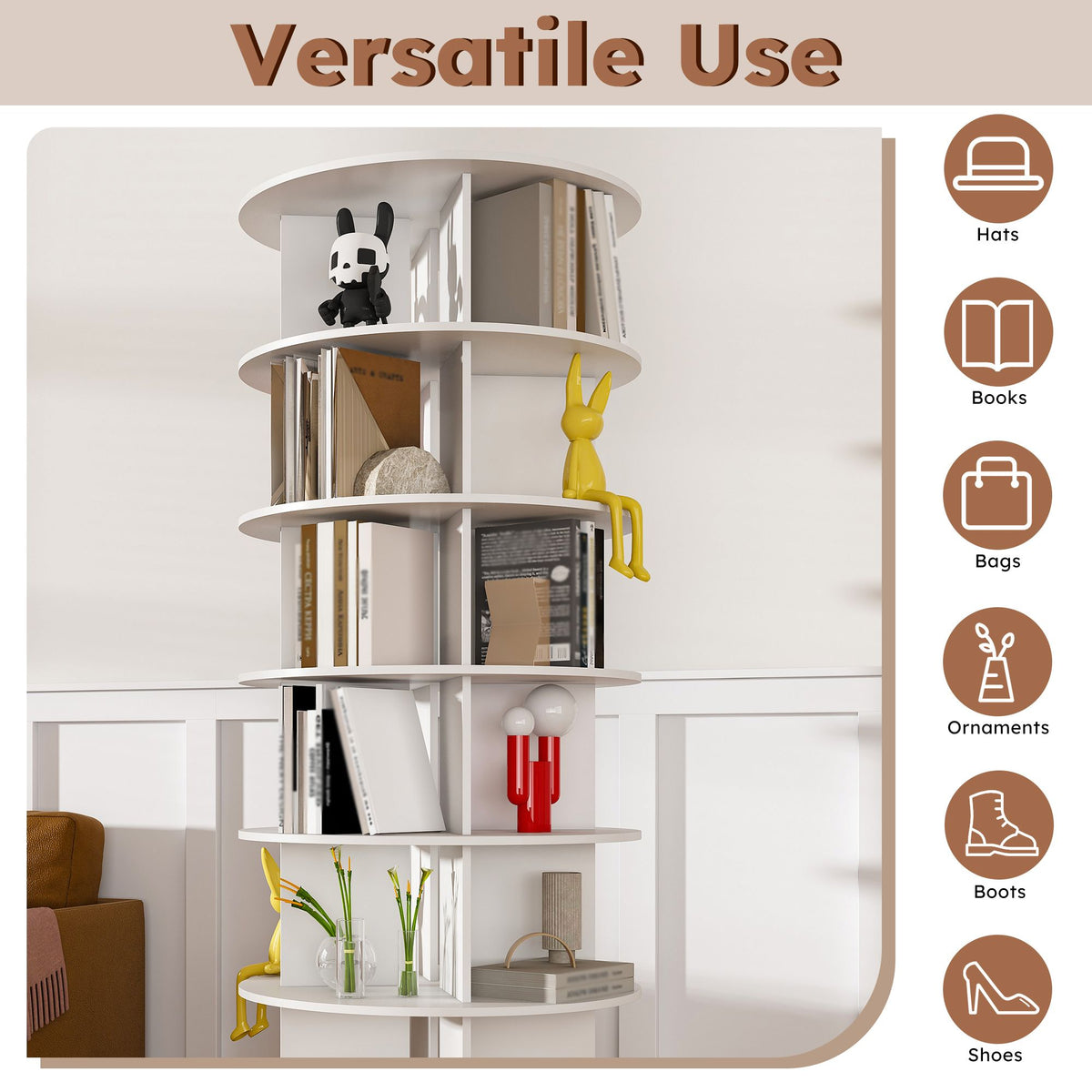 Six-Tier Rotating Shoe Tower for Compact Storage
