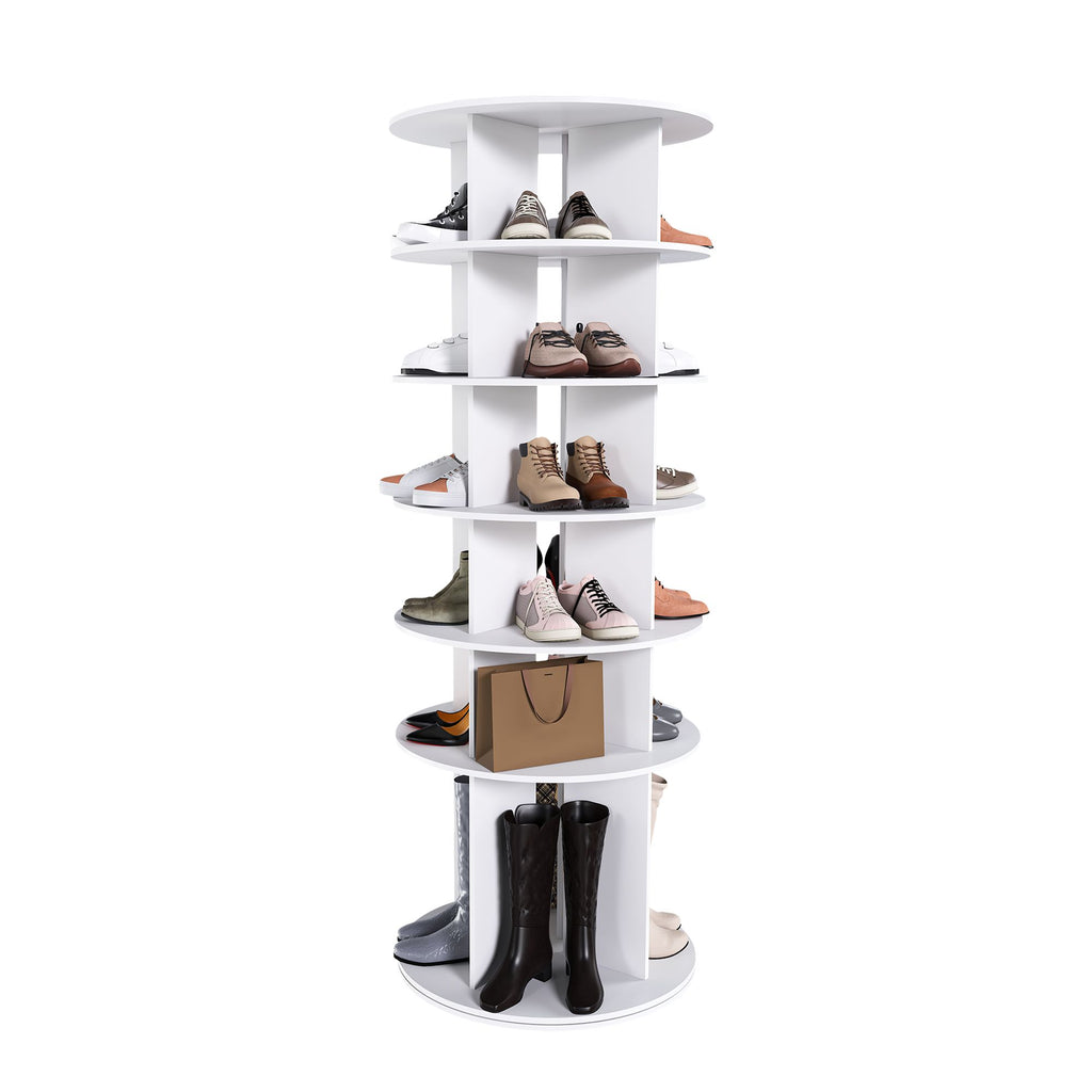 Six-Tier Rotating Shoe Tower for Compact Storage