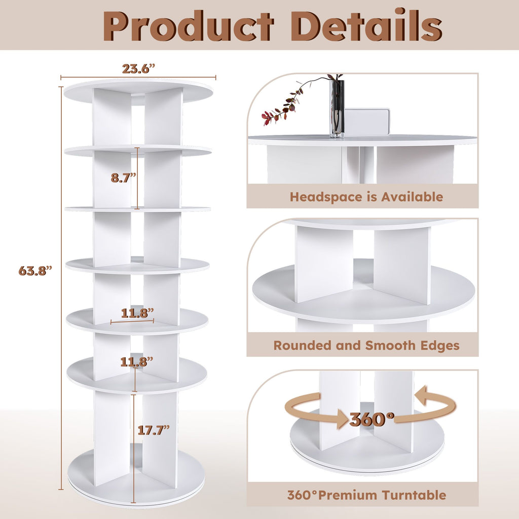 Six-Tier Rotating Shoe Tower for Compact Storage