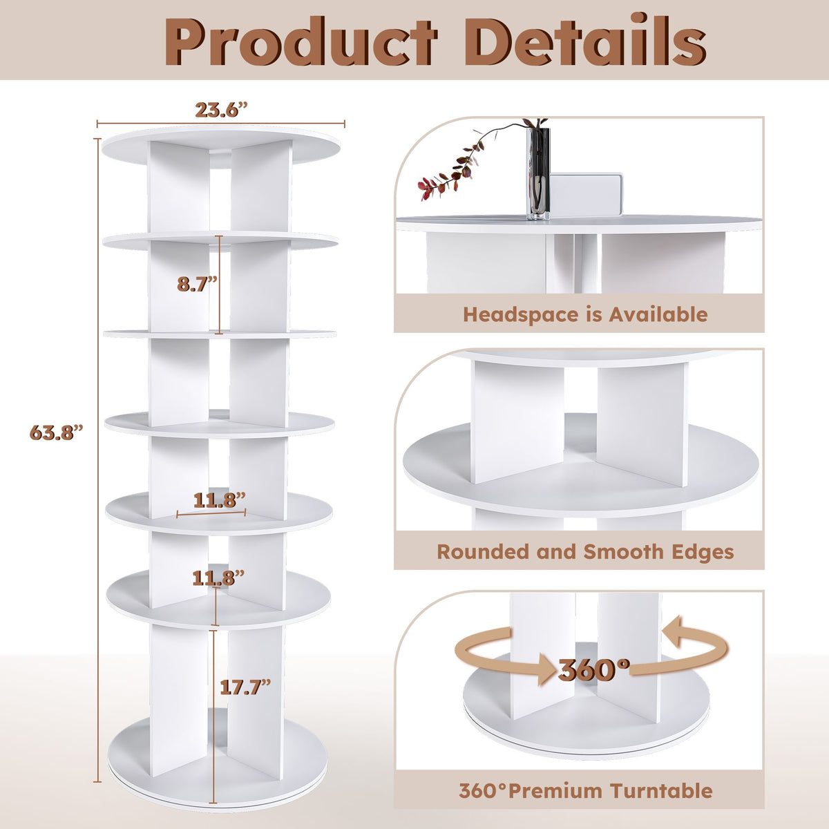 Six-Tier Rotating Shoe Tower for Compact Storage