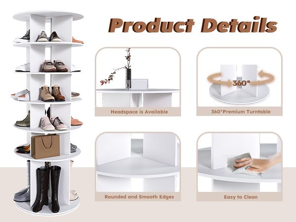 Six-Tier Rotating Shoe Tower for Compact Storage
