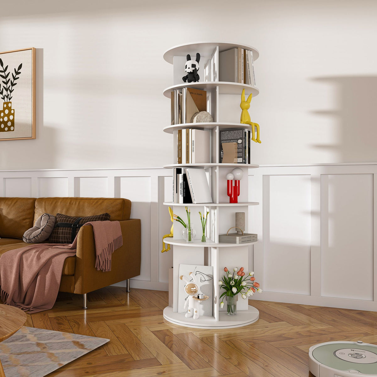 Six-Tier Rotating Shoe Tower for Compact Storage