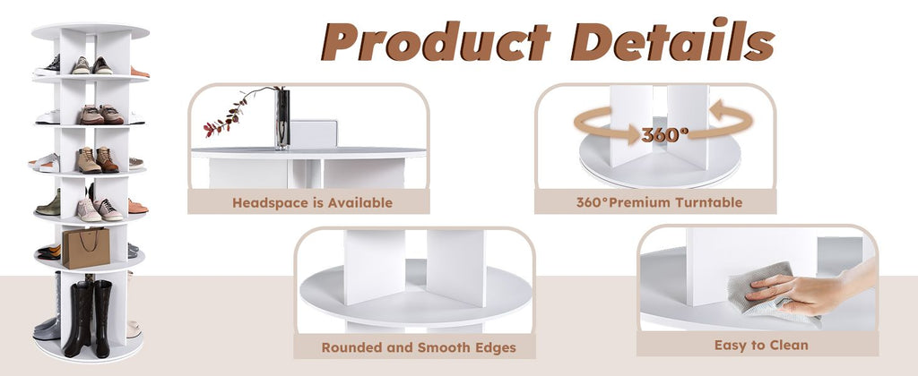 Six-Tier Rotating Shoe Tower for Compact Storage