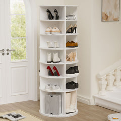 Rotating Shoe Rack Tower, 7-Tier Spinning Shoe Rack, Free Standing 360° Revolving Shoe