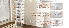 Rotating Shoe Rack Tower, 7-Tier Spinning Shoe Rack, Free Standing 360° Revolving Shoe