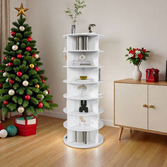 Rotating Shoe Rack Tower, 7-Tier Spinning Storage Rack, Free Standing 360° Revolving Shoe