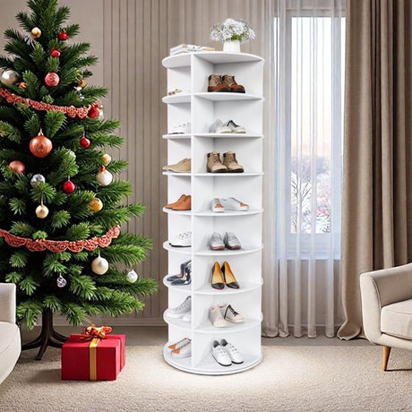 Easily Organize Your Footwear with a Space-Saving Rotating Shoe Rack