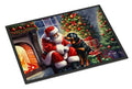 Rottweiler and Santa Claus Christmas Doormat