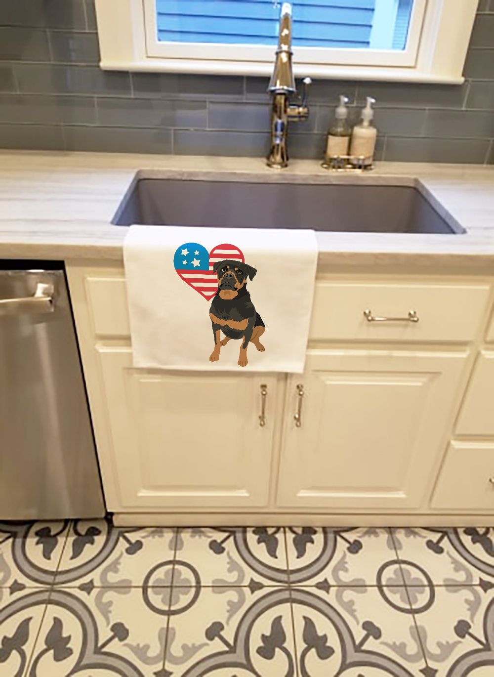 Patriotic Rottweiler Kitchen Towel Pair