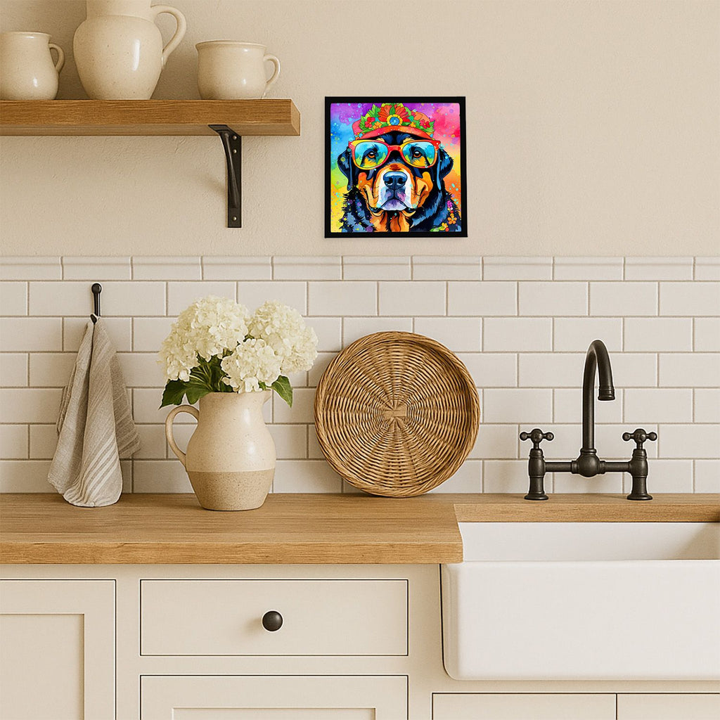 Rottweiler Hippie Dawg Contemporary Framed Print